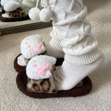 Brown Hello Kitty Plush Slippers