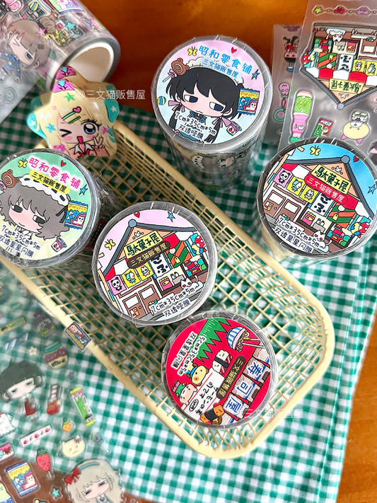 Showa Snack Shop Character Cartoon Stickers Roll