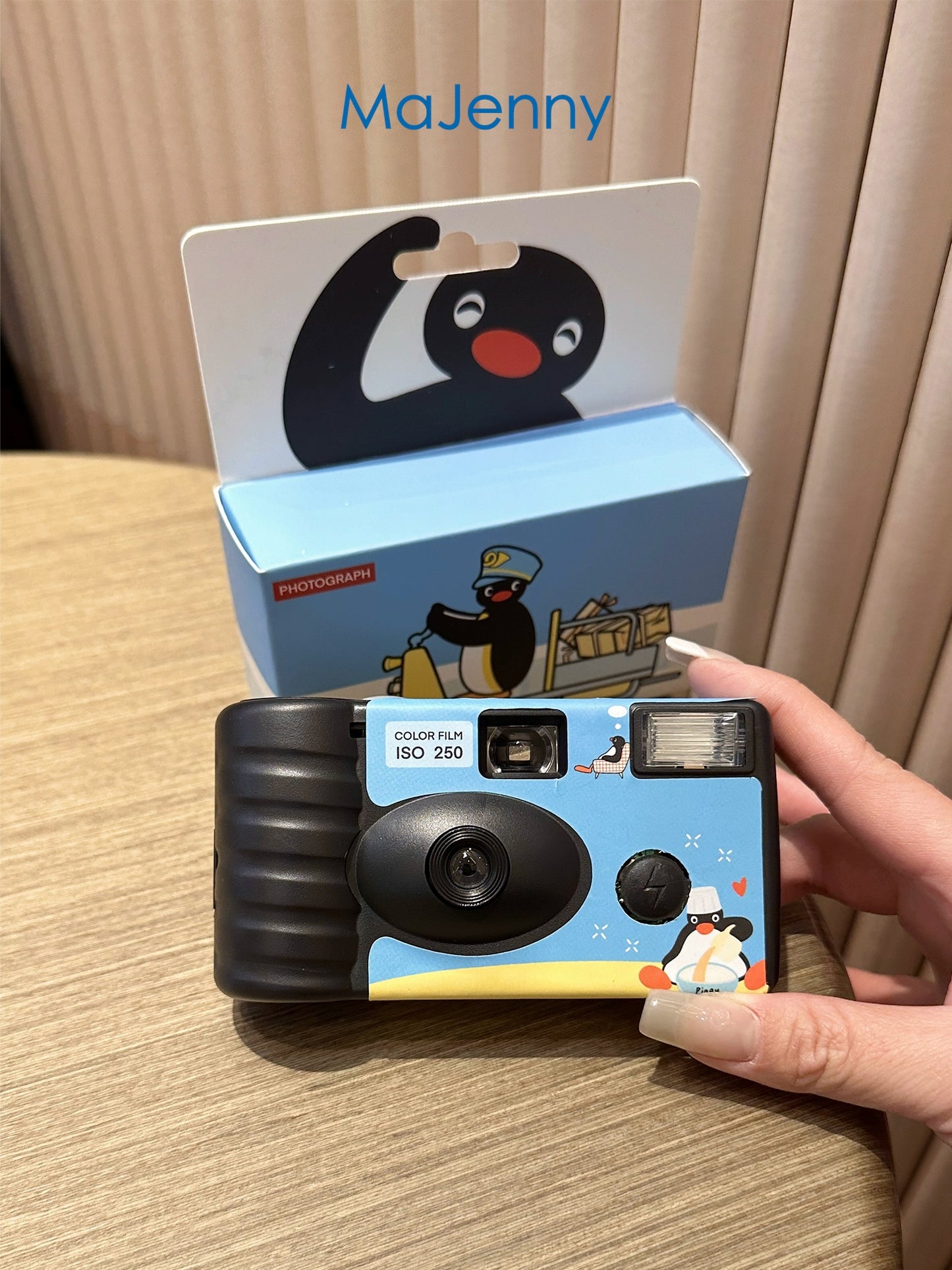 Pingu Penguin disposable film camera, point and shoot film machine