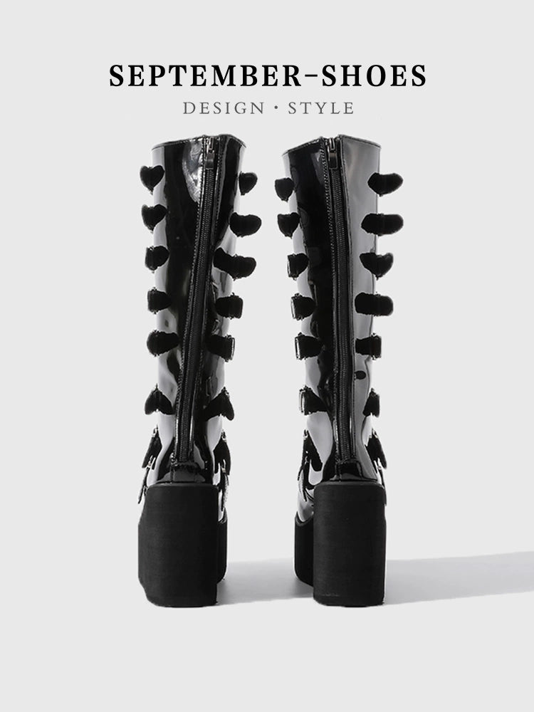 Punk height increasing thick soled boots