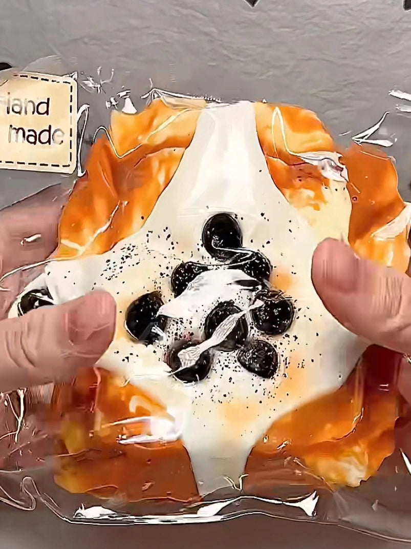 Black sugar pearl thick toast silicone squishy