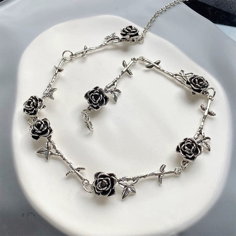 Thorn Rose Necklace y2k