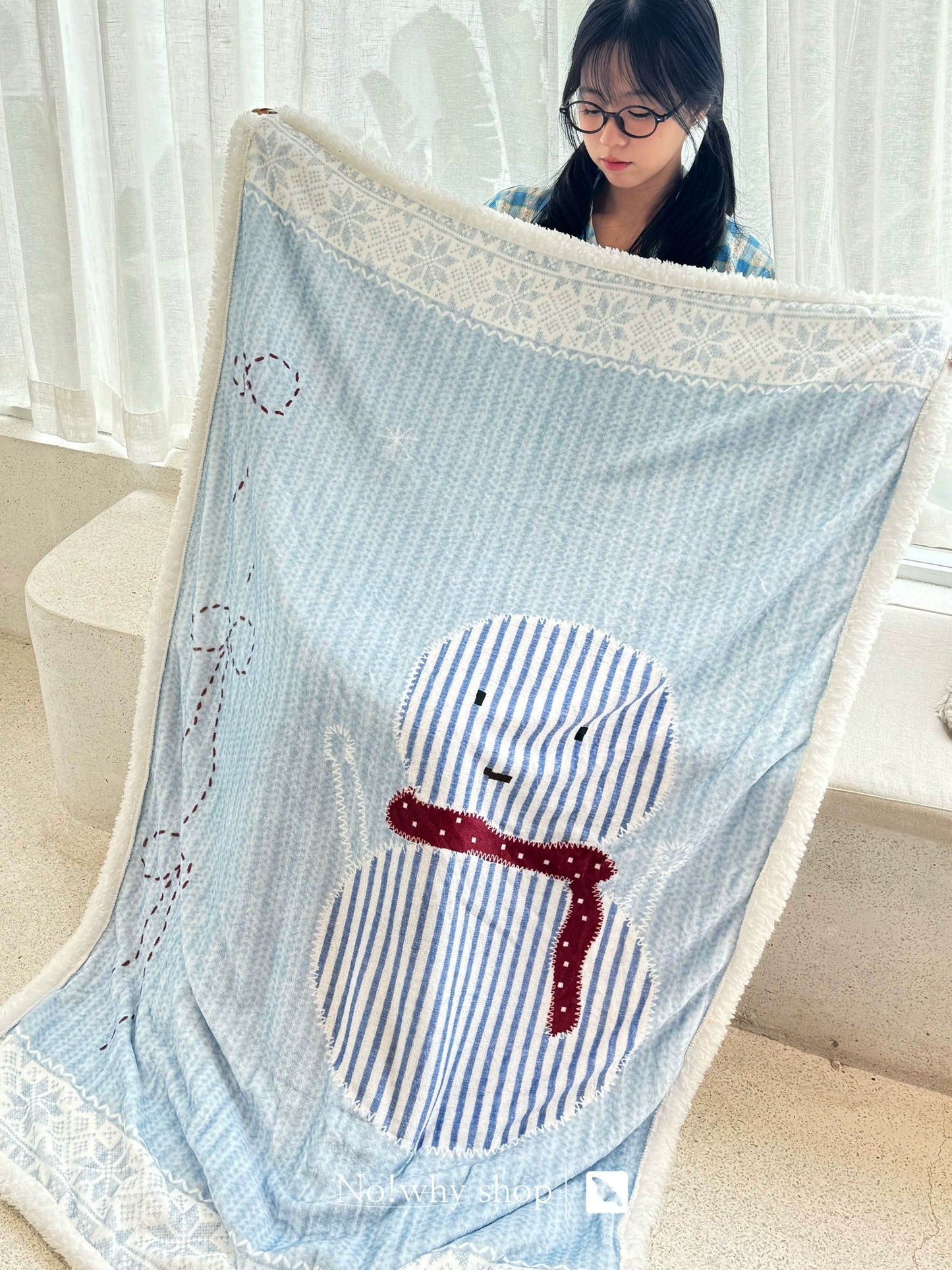 Fel Island "Little Snowman" flannel lamb flannel double-layer thick blanket