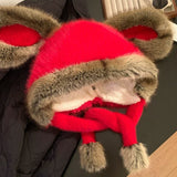 Cute red rabbit ear hat for Christmas