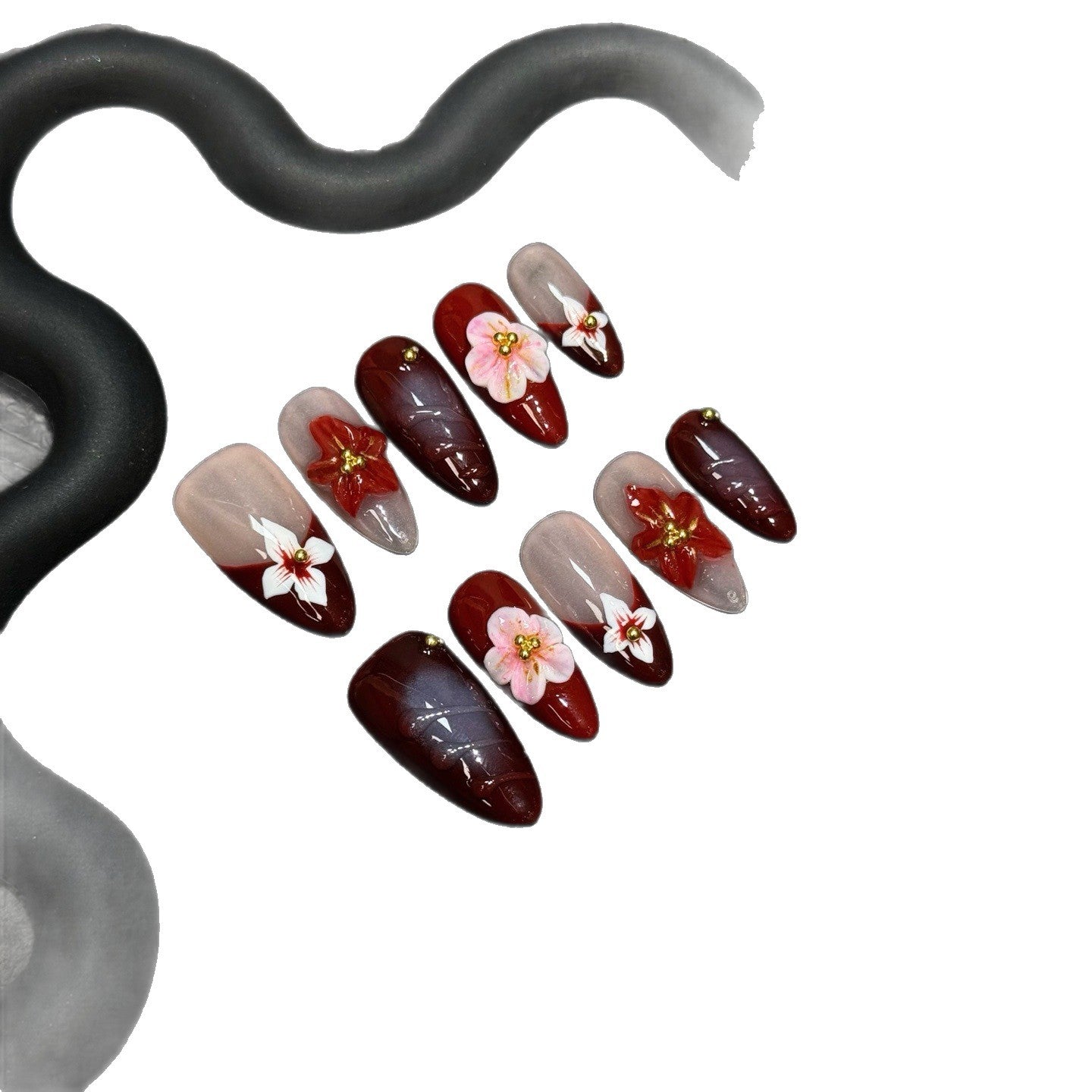 Blended hand drawn three-dimensional carved flower armor wearing handmade piece