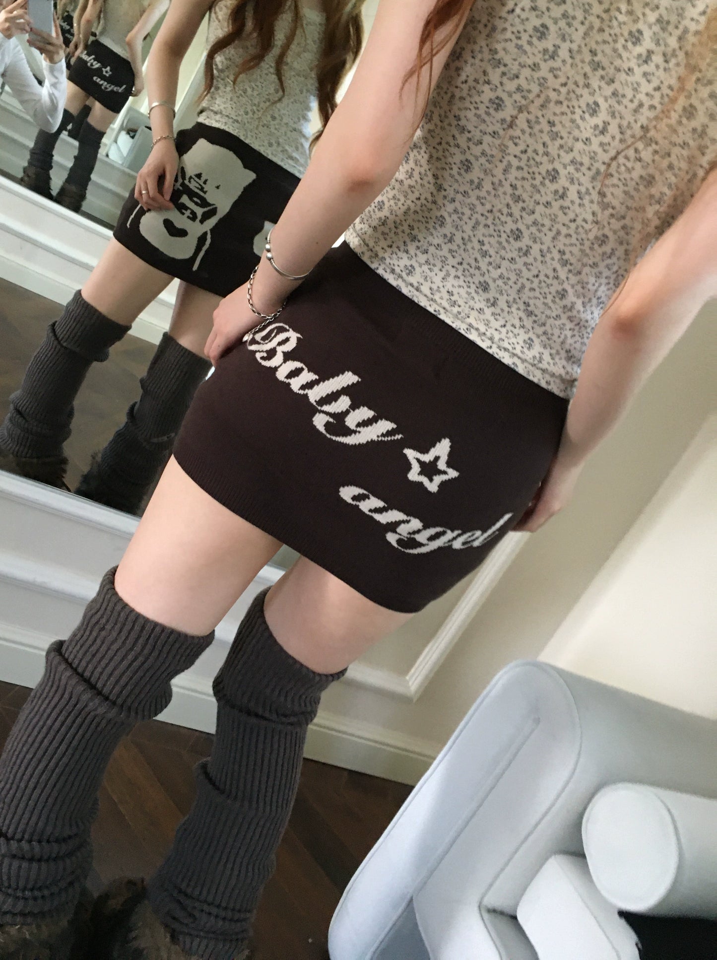 Anime Knitted Butt Skirt, Double Wear Front and Back
