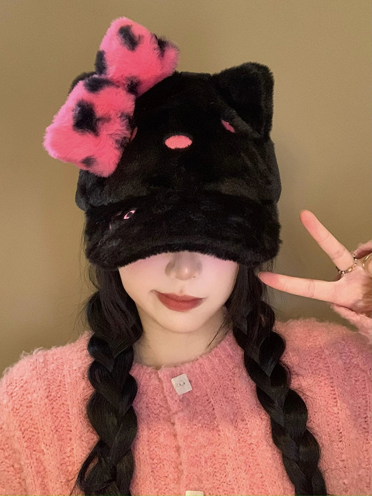 Black Pink Hello Kitty Plush Baseball Hat
