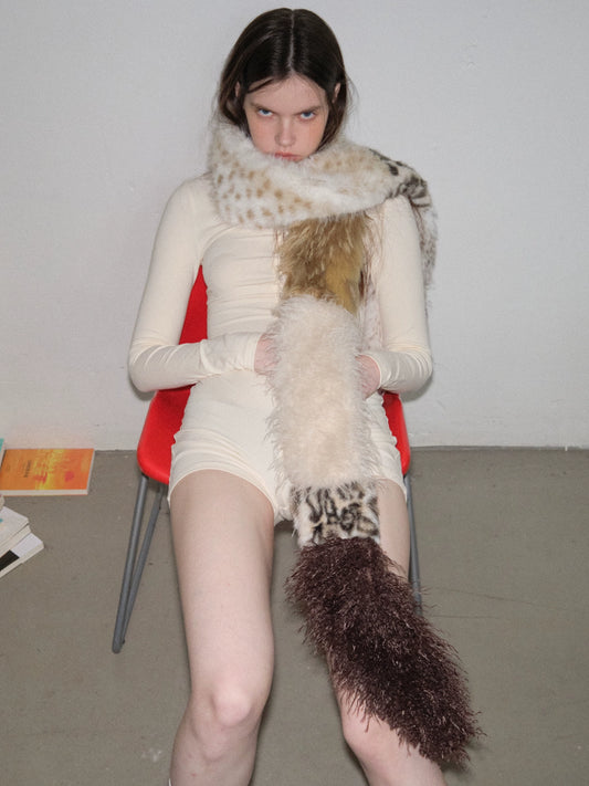 Fur patchwork warm scarf