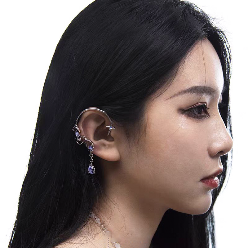 Purple Star Stone Wrapped Starry Ear Clip