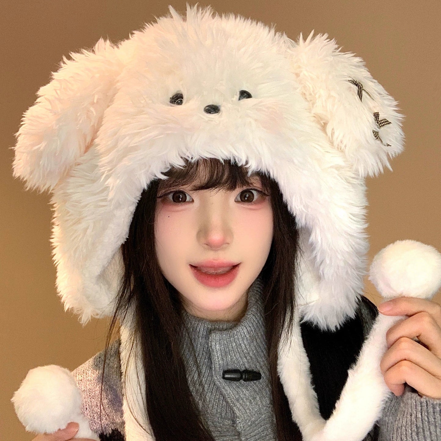 Cute puppy plush hat