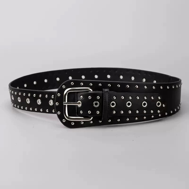 Punk style rivet leopard print belt