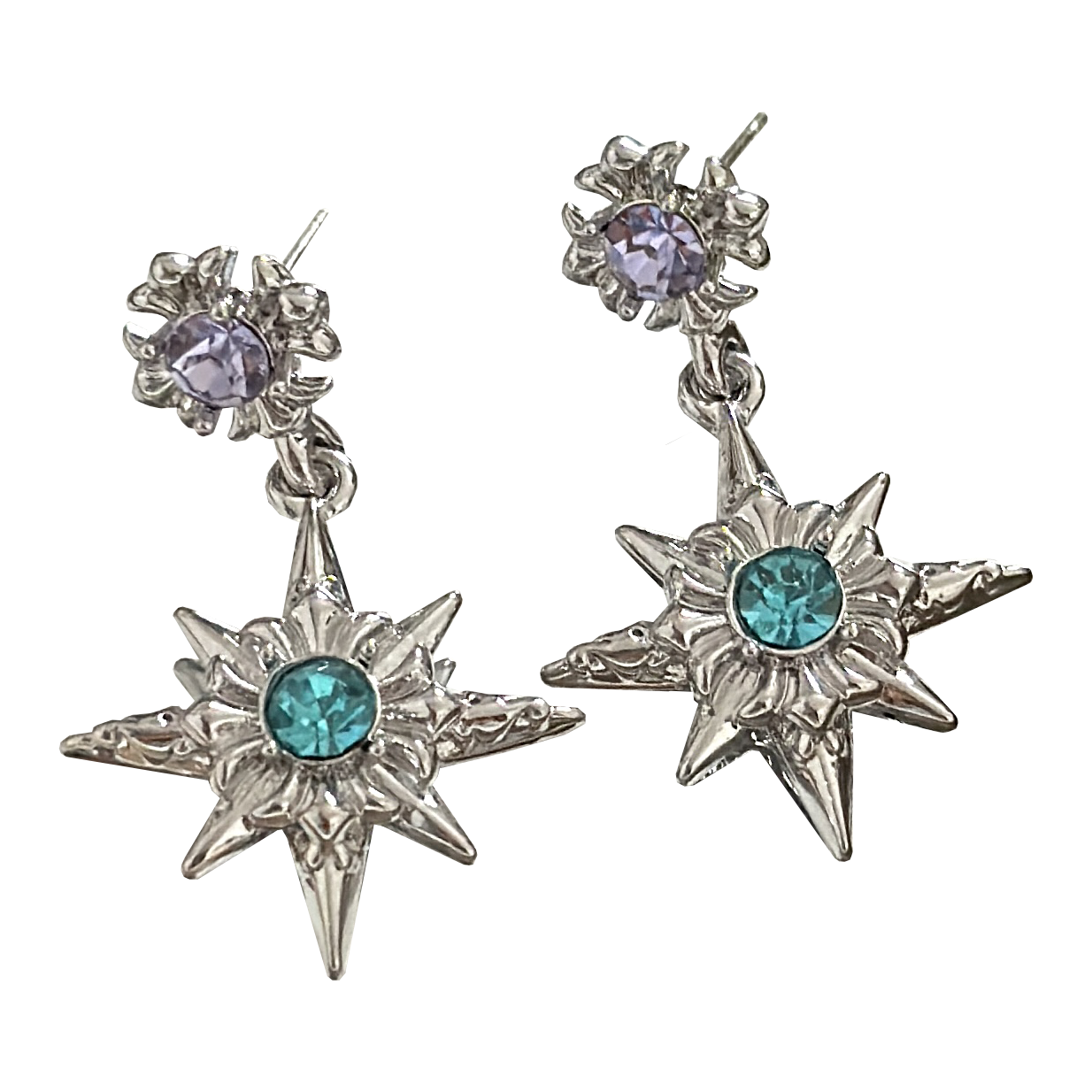 Black winged starry necklace earrings