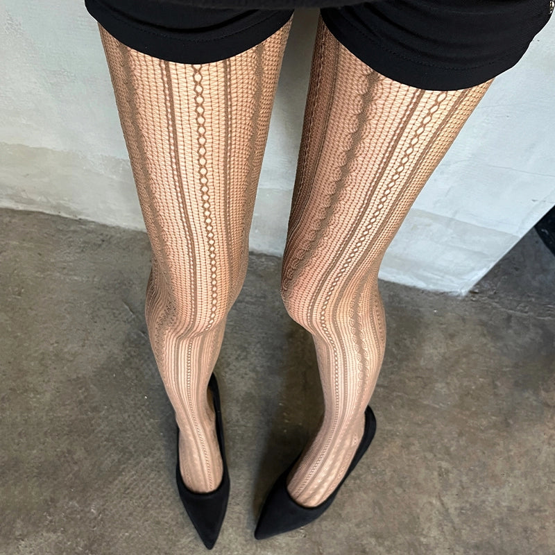 Chic Textured Vertical Stripe Pantyhose