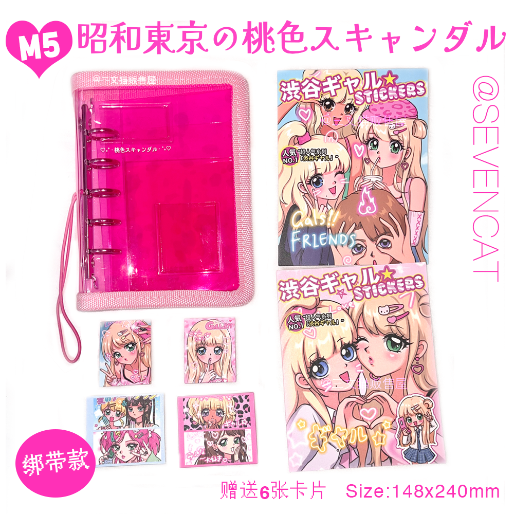 Shibuya Showa M5 ring binder notebook, inner pages storage card book, PVC strap