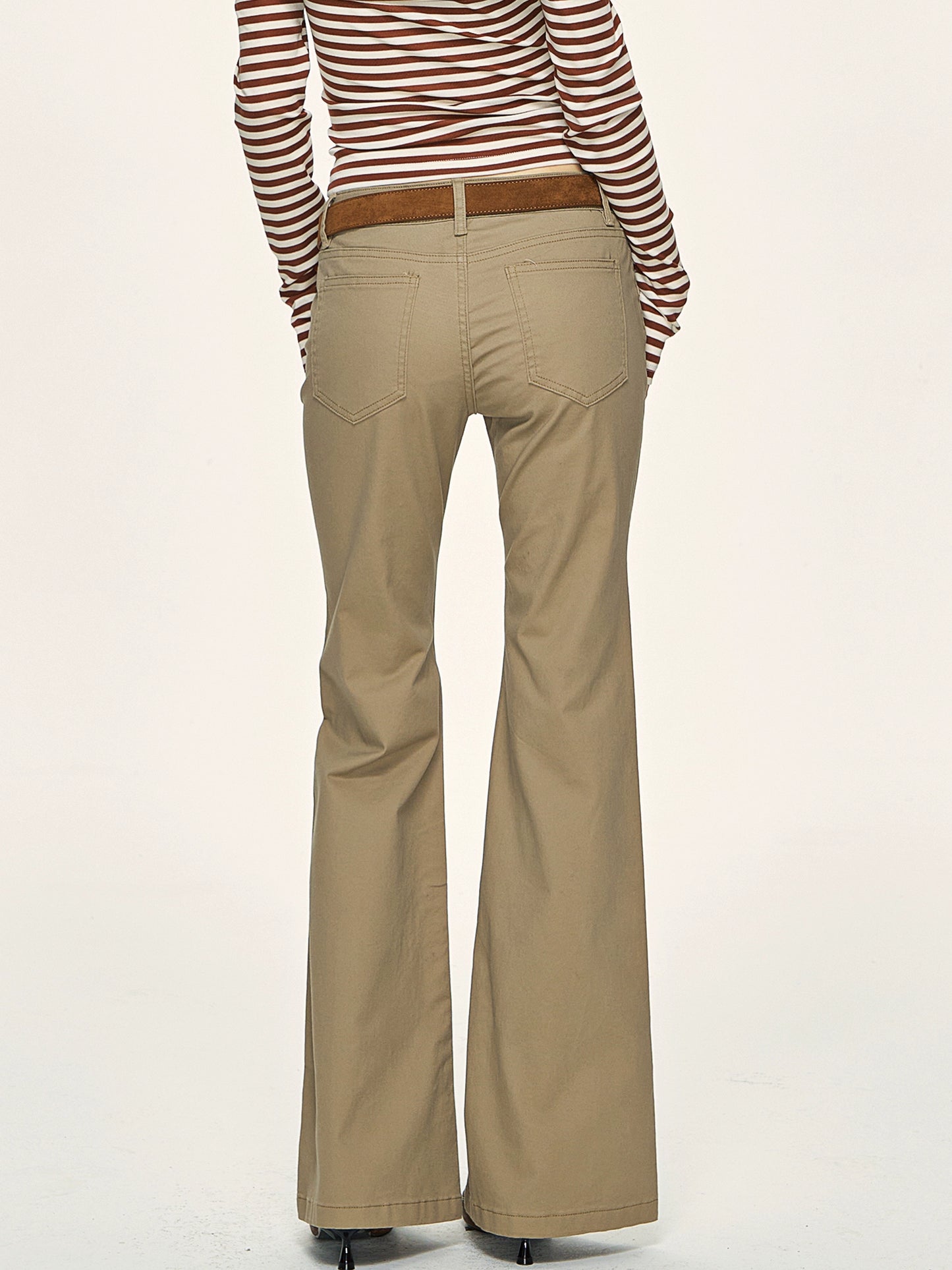 Khaki micro flared jeans