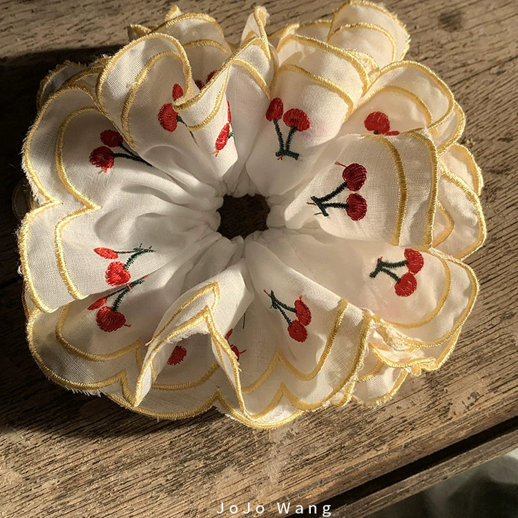Cherry Baby~Embroidered 3D Scrunchie