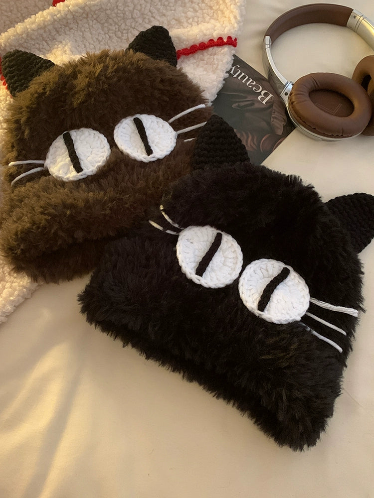 Cute Big eyed Cat Plush Hat