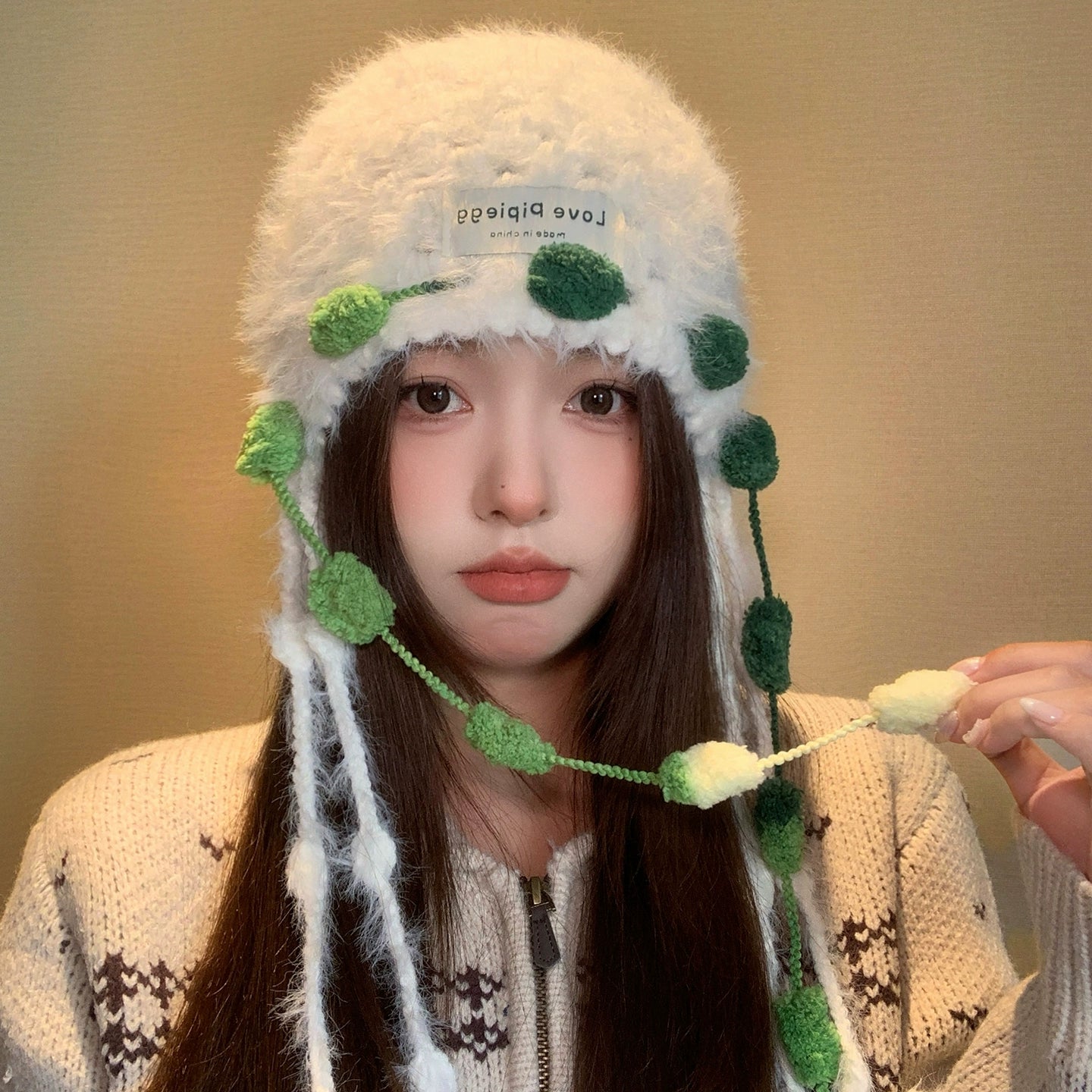 Plush tassel Knitted Ear Protection Hat