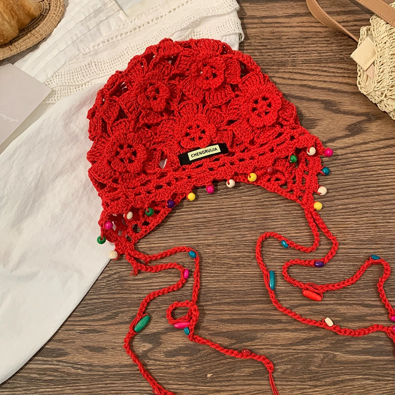 Hollow pearl tassel pendant headband cap