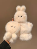Cute teddy bear flip half finger plush gloves