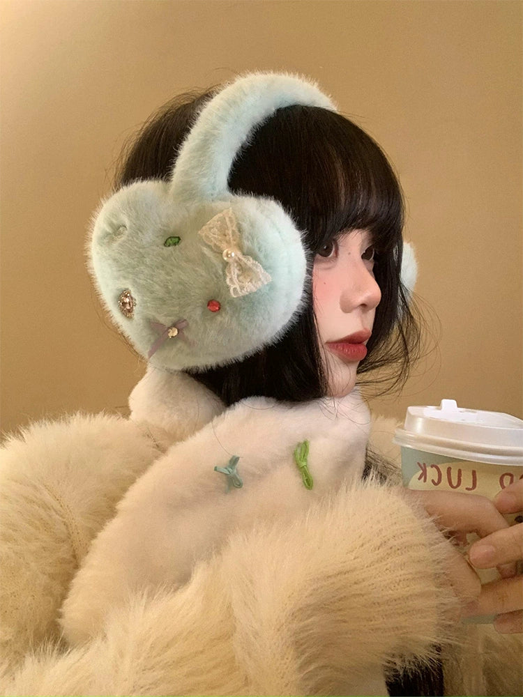 Bow shaped love plush earmuffs