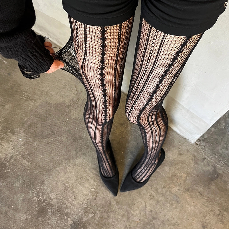 Chic Textured Vertical Stripe Pantyhose