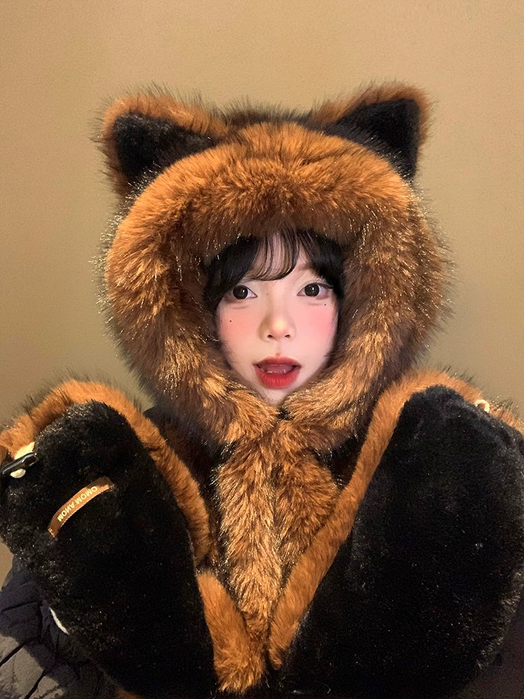 Fox ears, cute hat, scarf in one