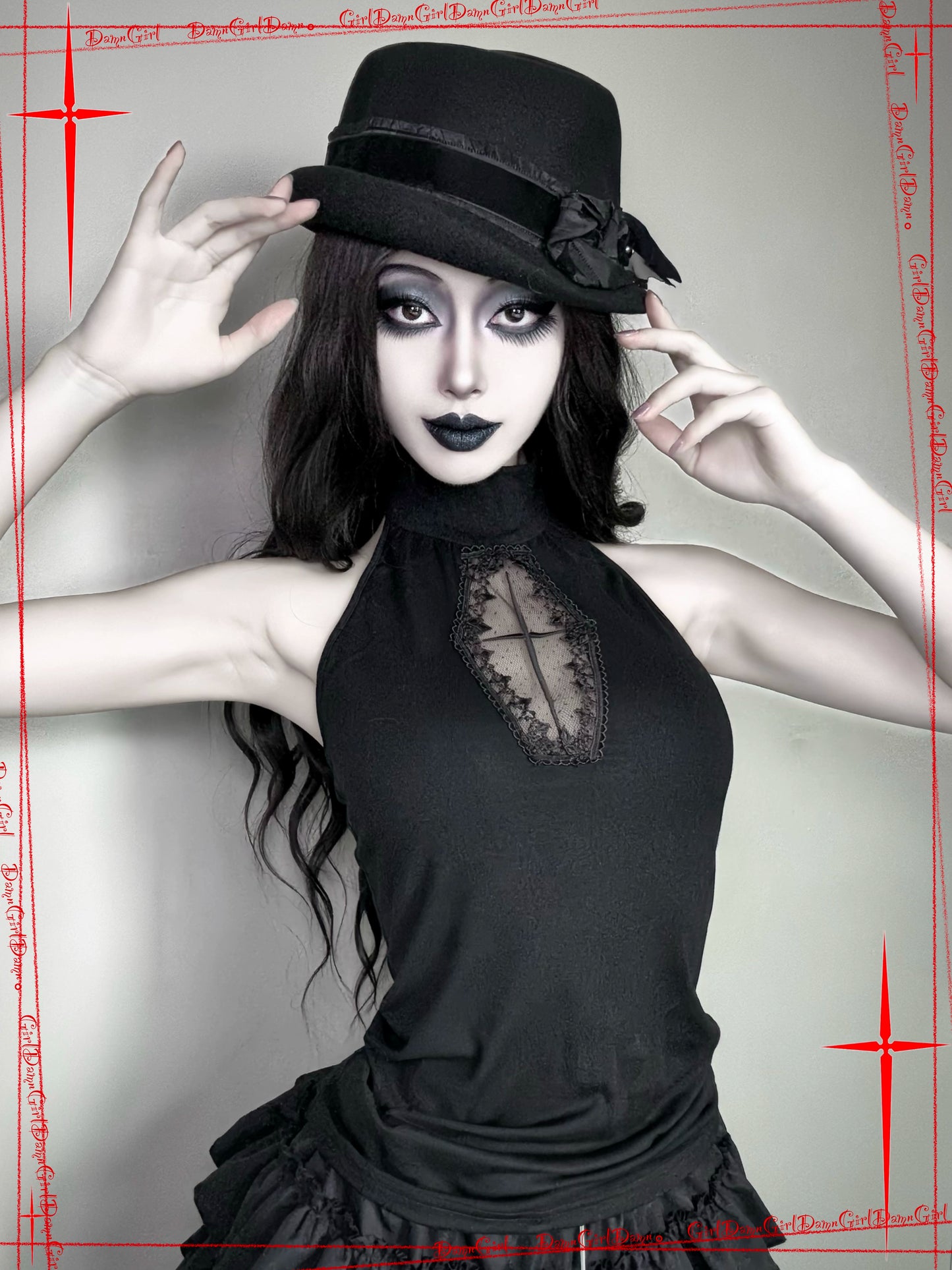 Dark Gothic style cross embroidered engraved vest