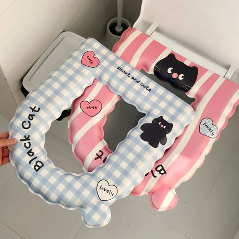Cartoon cat lace toilet seat cushion