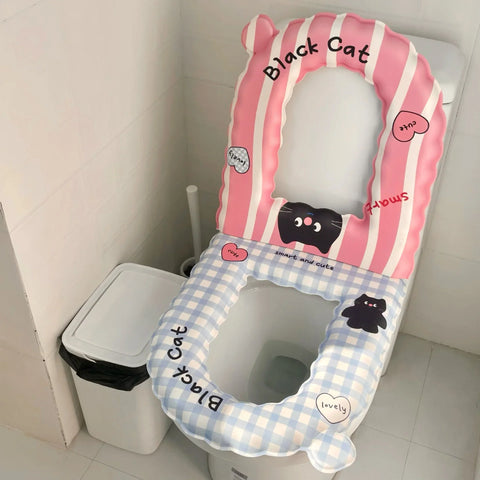 Cartoon cat lace toilet seat cushion