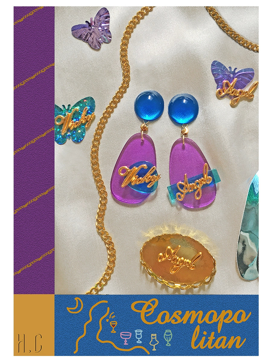 /Metropolis/Midnight Sapphire Cranberry Cocktail Earrings Steam Wave Hot Girl Y2K Disco