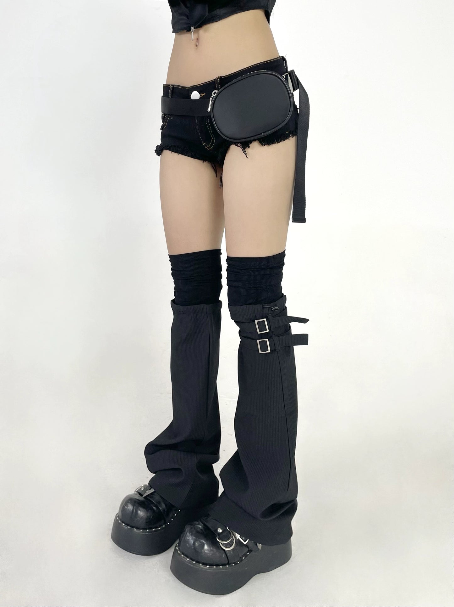 Splicing fake two-piece leg warm black/white