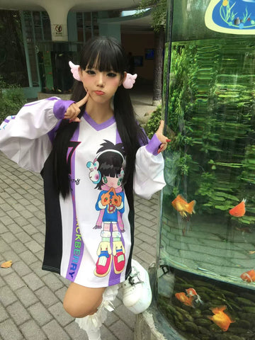 Purple anime girl jersey top