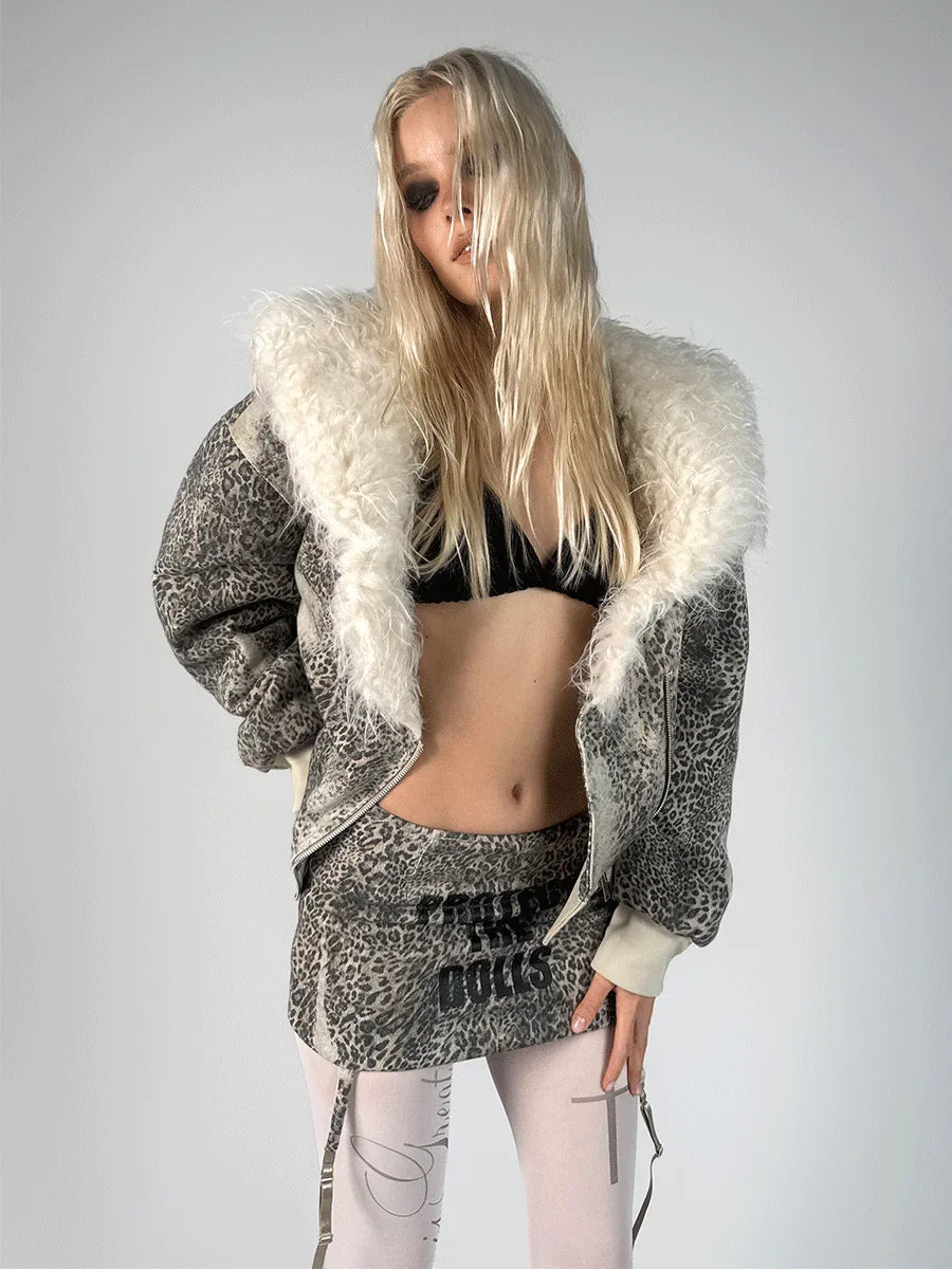 leopard print monogram stocking +skirt