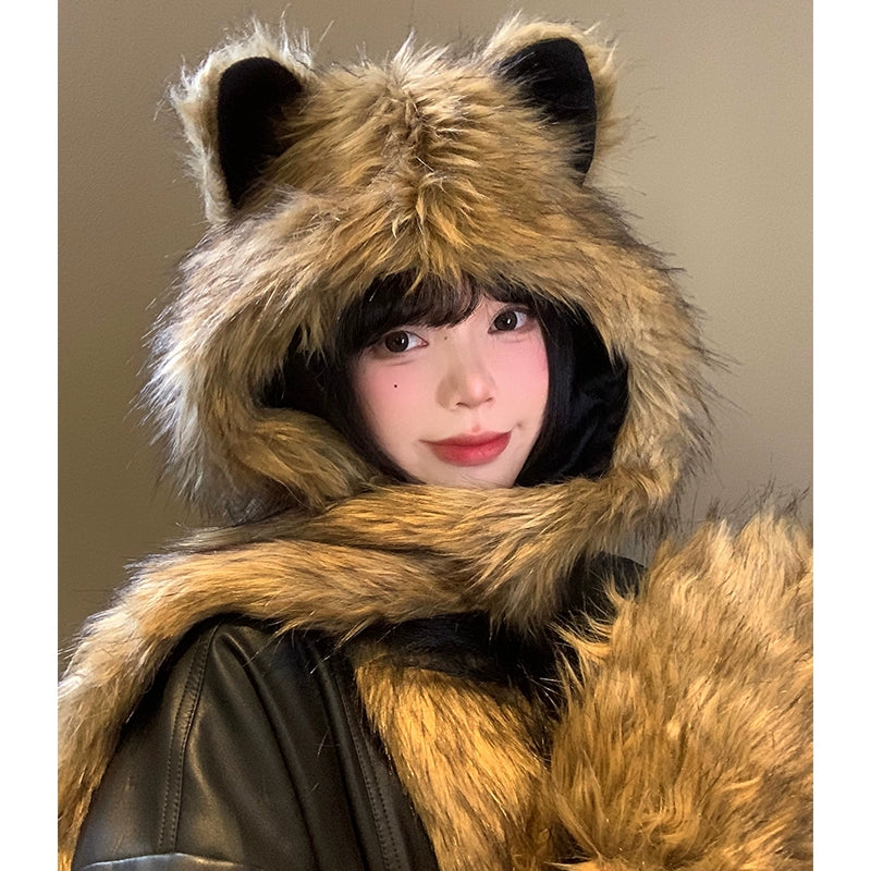 Fox ears, cute hat, scarf in one