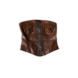 Y2K Shibuya Spice Girl Leather Leopard Print Two-Piece Set