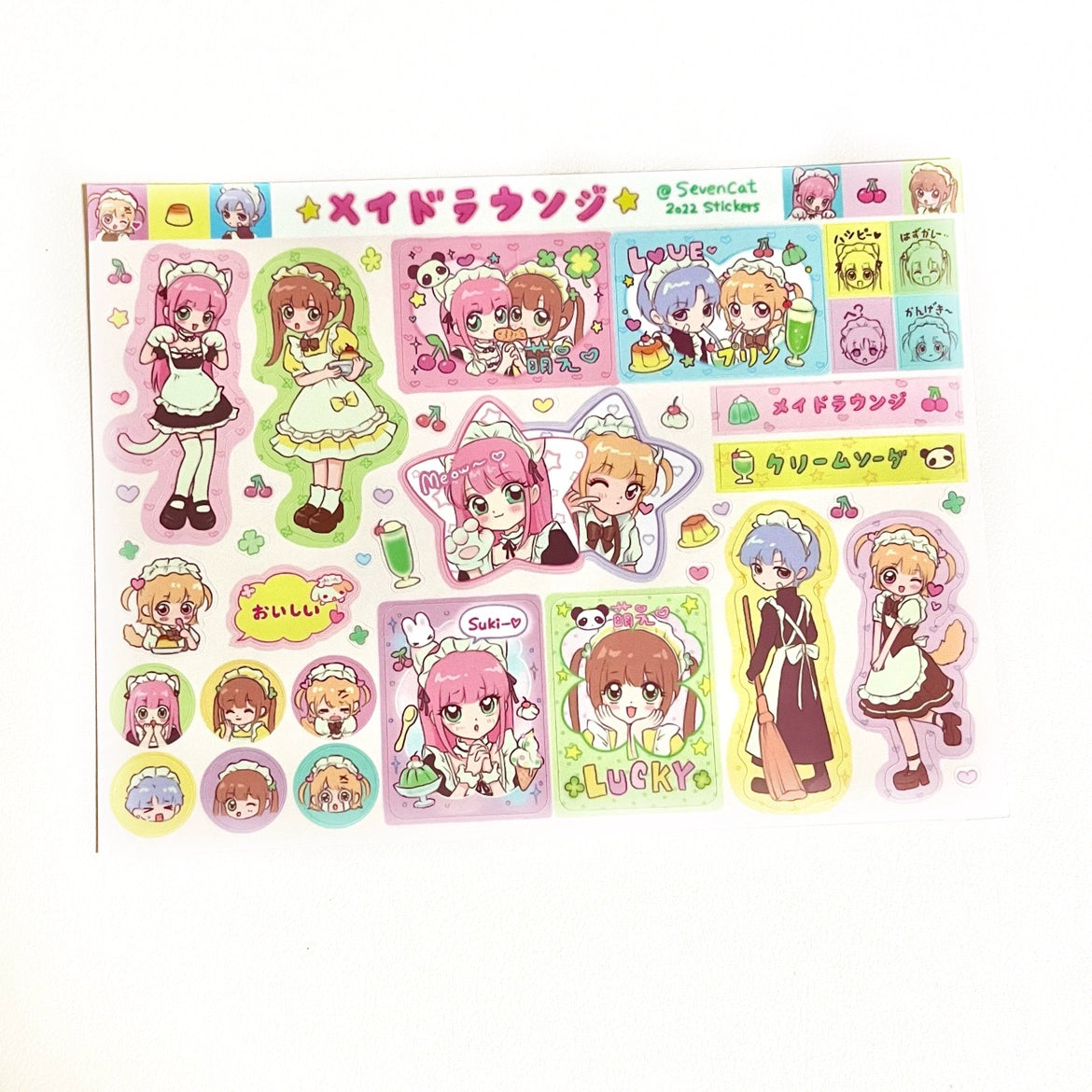 Q-version maid tea shop Showa retro Japanese stickers