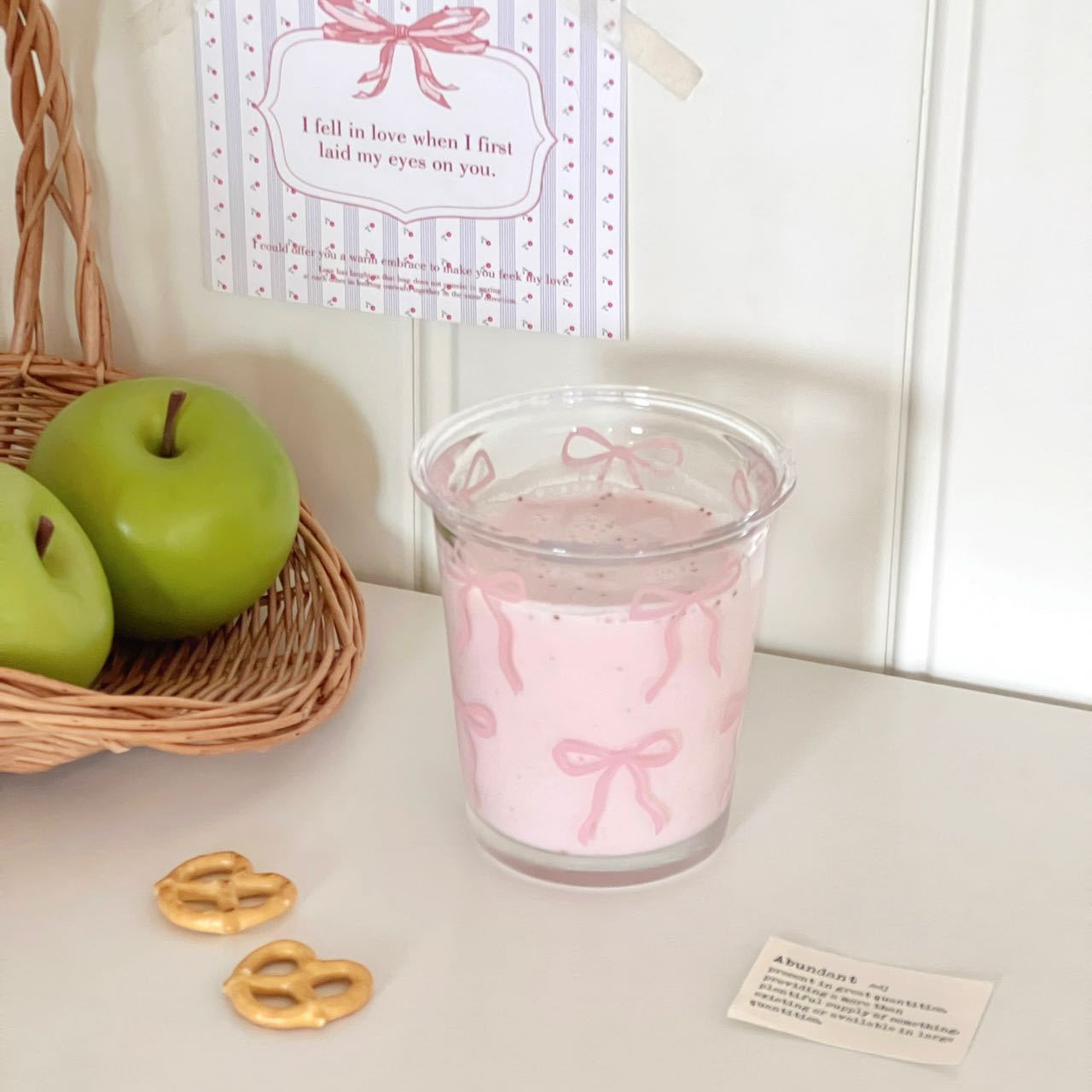 Cute bow floral glass cup