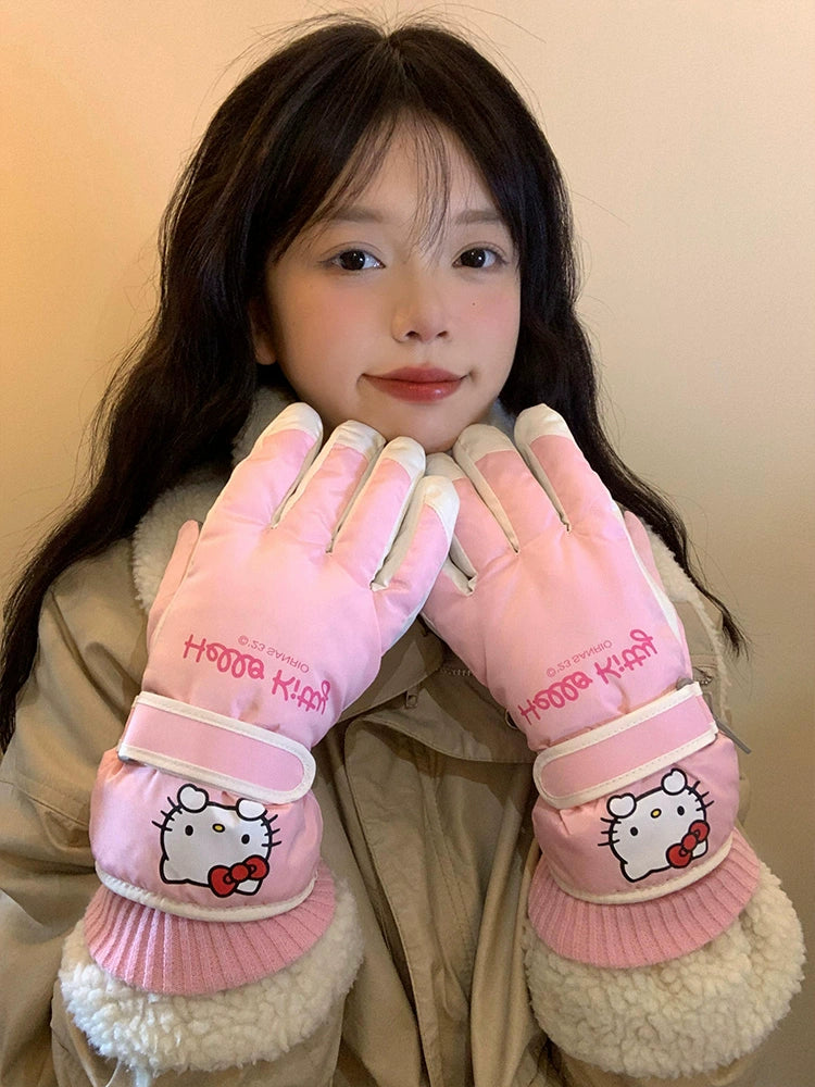 Hello Kitty ski gloves