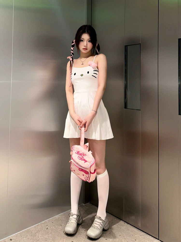 Cute kitty embroidered dress