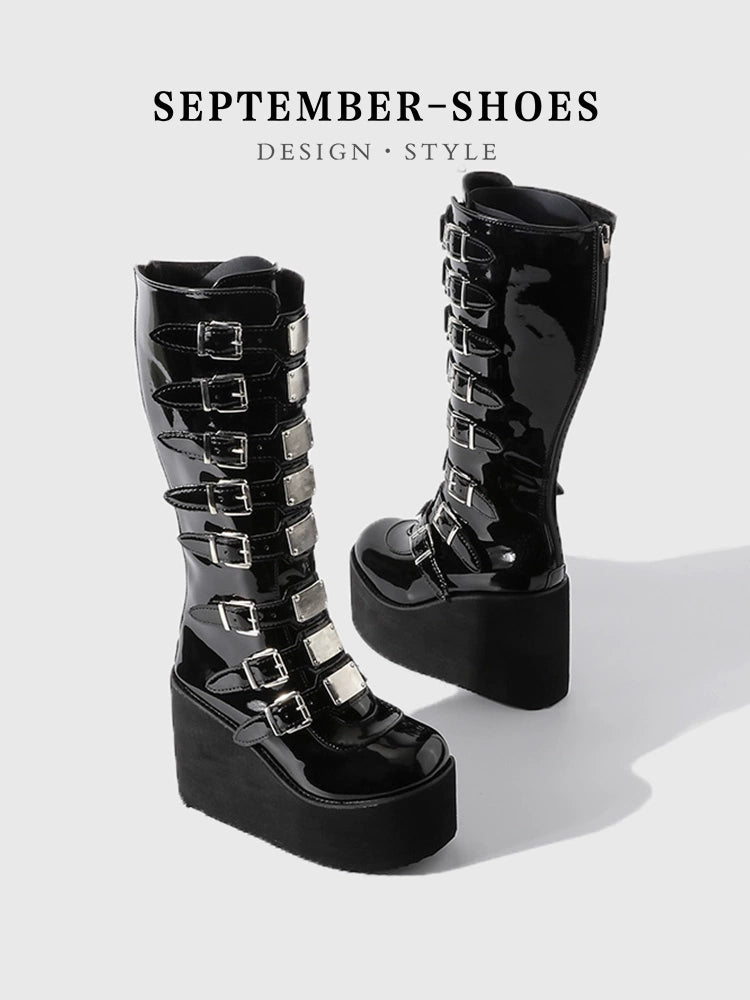 Punk height increasing thick soled boots