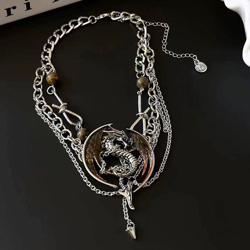 Y2K Heavy Industry Flying Dragon Relief Chocker Necklace
