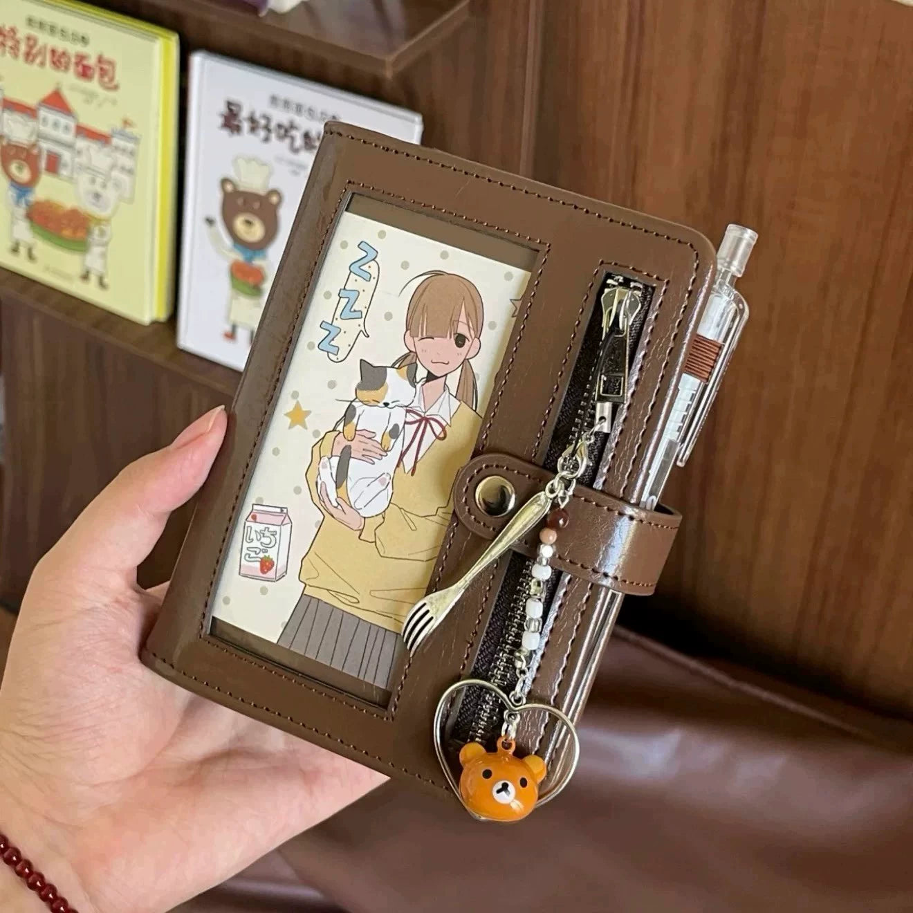 Retro coffee colored leather notebook