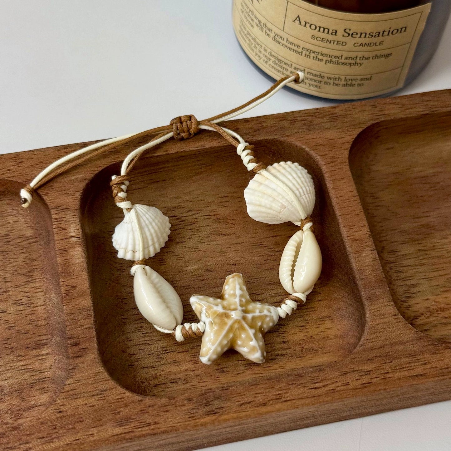 Coastal shell necklace earrings