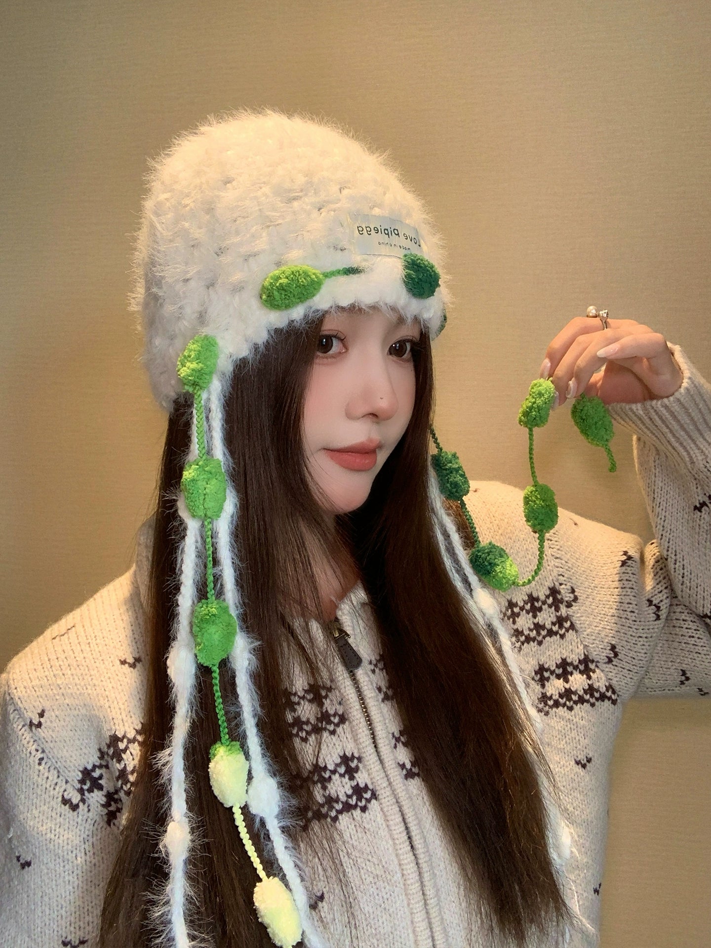Plush tassel Knitted Ear Protection Hat