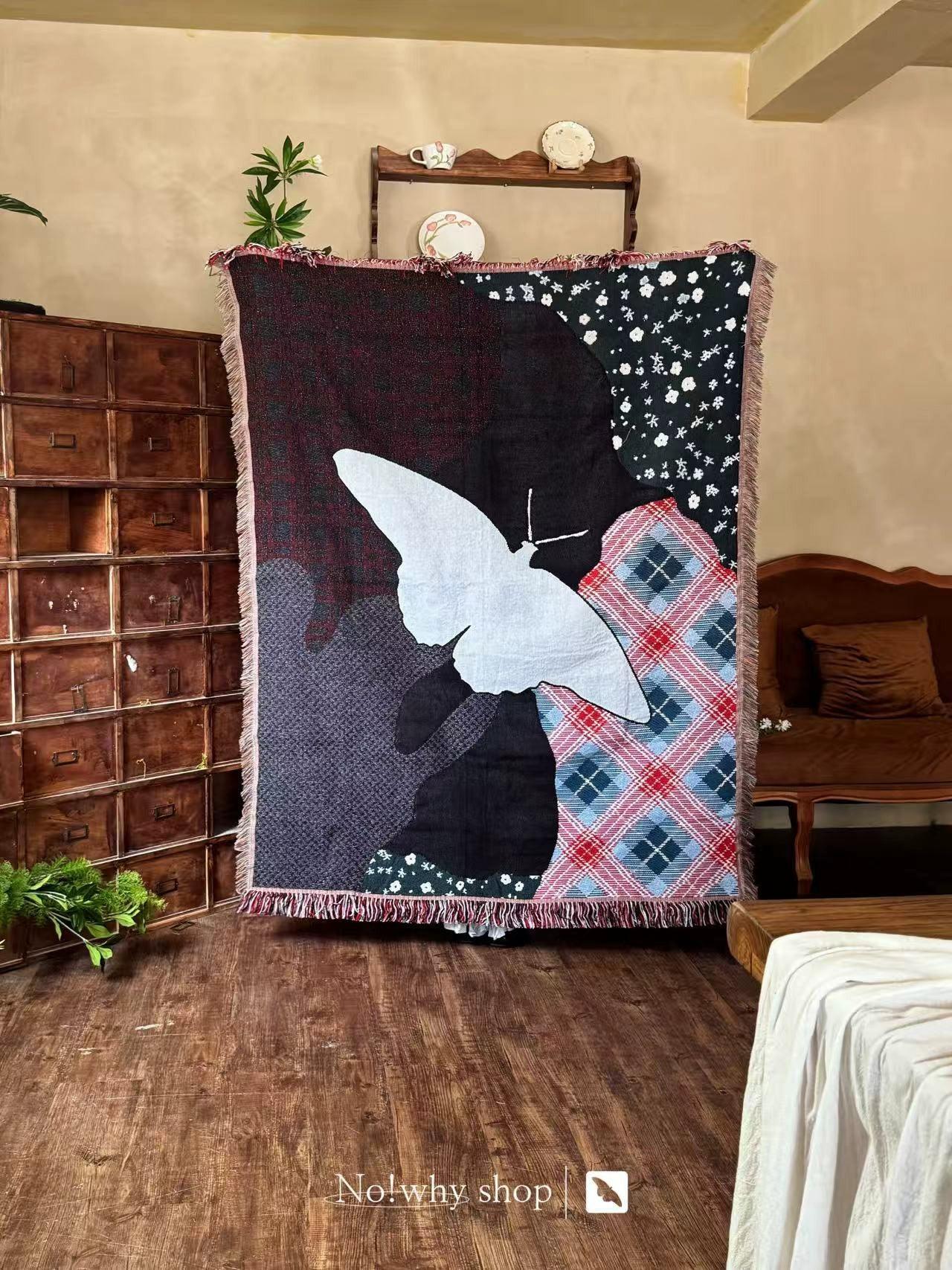 Knitted tapestry vintage patchwork sofa cover blanket