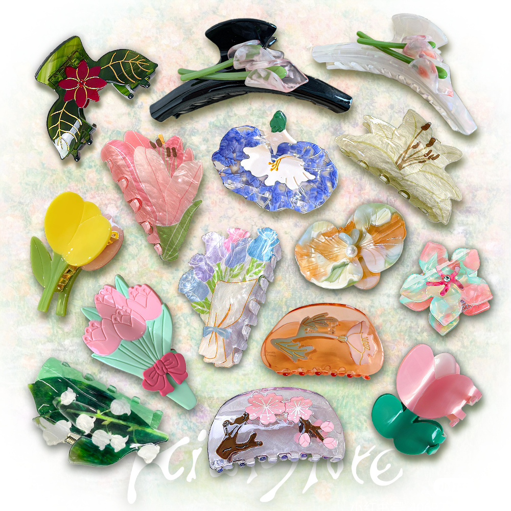 Spring Garden Flower Hair Shark Clip