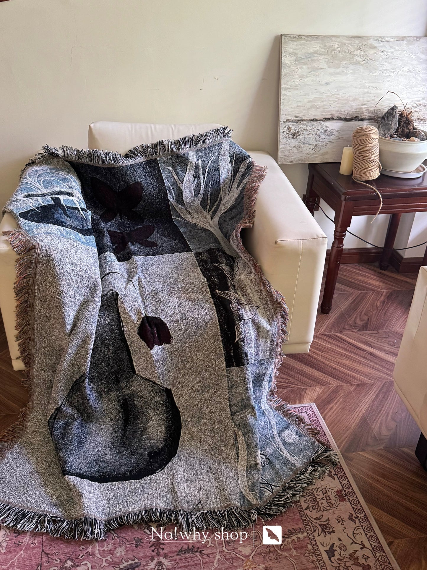 Vintage and Elegant Hand drawn Blanket Knitted