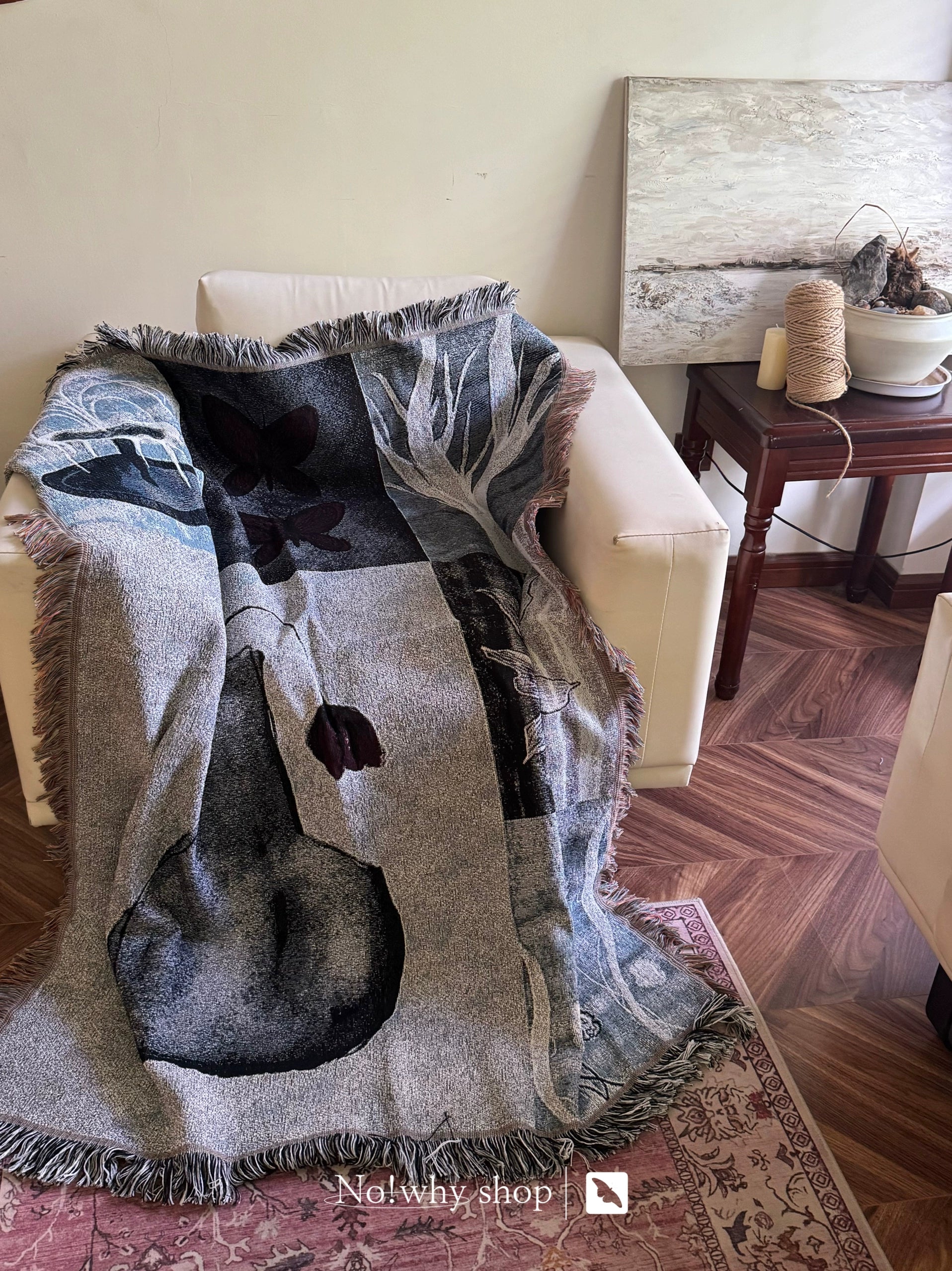 Vintage and Elegant Hand drawn Blanket Knitted