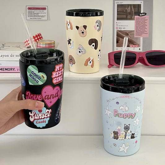 Cartoon puppy thermos tumbler